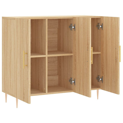 skab 90x34x80 cm konstrueret træ røget egetræsfarve