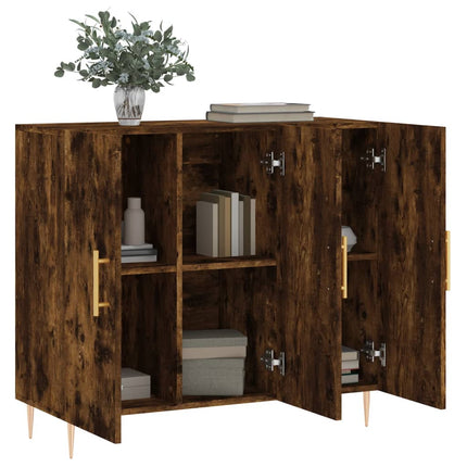 skab 90x34x80 cm konstrueret træ røget egetræsfarve