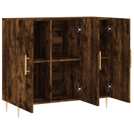 skab 90x34x80 cm konstrueret træ røget egetræsfarve