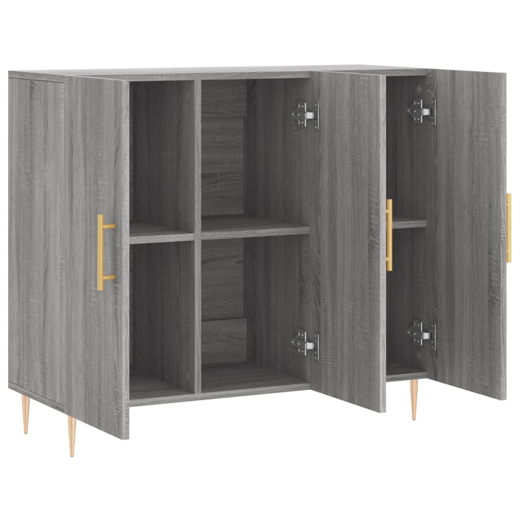 skab 90x34x80 cm konstrueret træ grå sonoma-eg