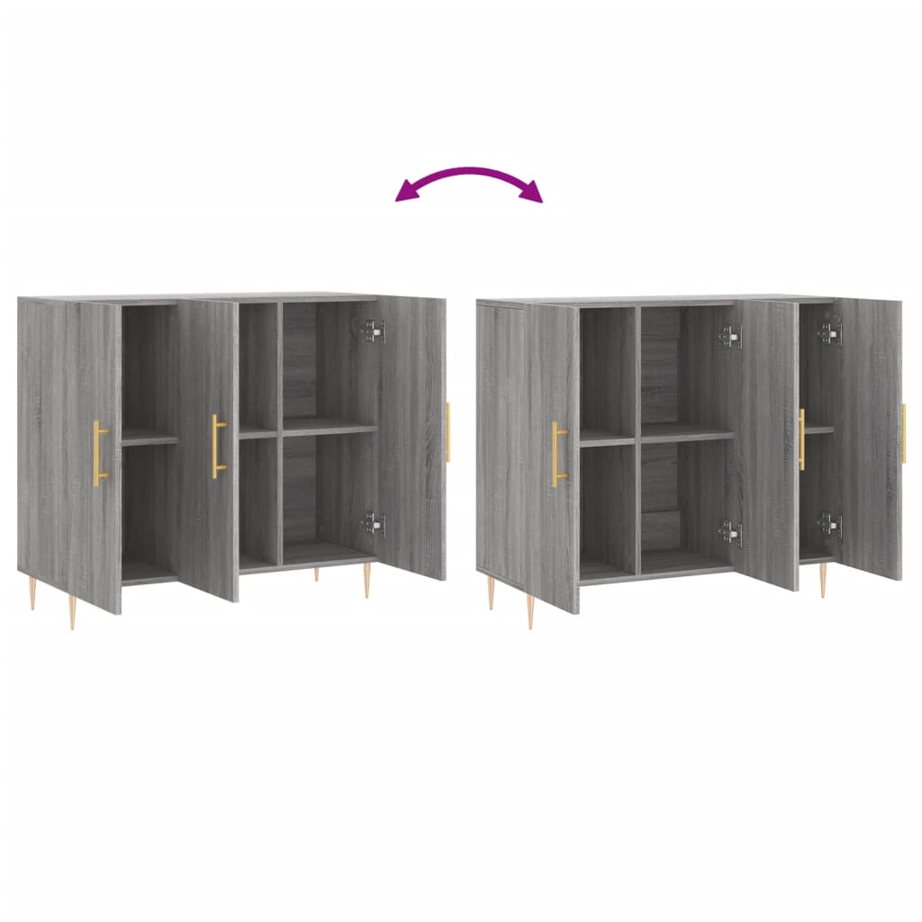 skab 90x34x80 cm konstrueret træ grå sonoma-eg