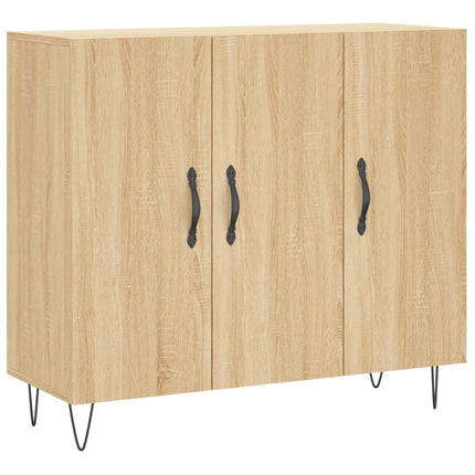 skab 90x34x80 cm konstrueret træ røget egetræsfarve