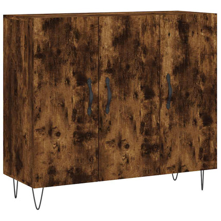 skab 90x34x80 cm konstrueret træ røget egetræsfarve