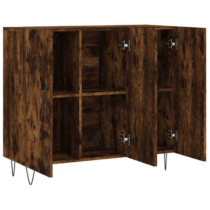 skab 90x34x80 cm konstrueret træ røget egetræsfarve