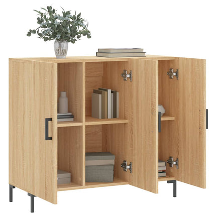 skab 90x34x80 cm konstrueret træ røget egetræsfarve