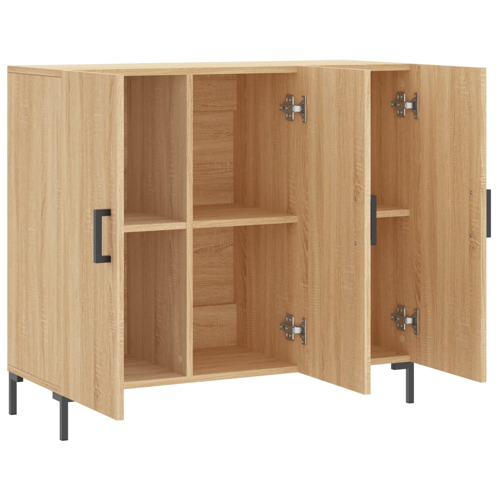 skab 90x34x80 cm konstrueret træ røget egetræsfarve