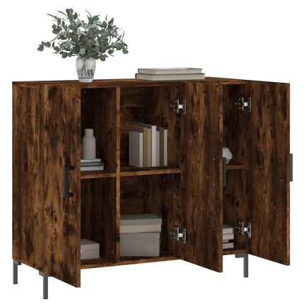 skab 90x34x80 cm konstrueret træ røget egetræsfarve