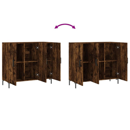 skab 90x34x80 cm konstrueret træ røget egetræsfarve