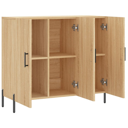 skab 90x34x80 cm konstrueret træ røget egetræsfarve