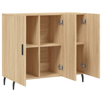 skab 90x34x80 cm konstrueret træ røget egetræsfarve