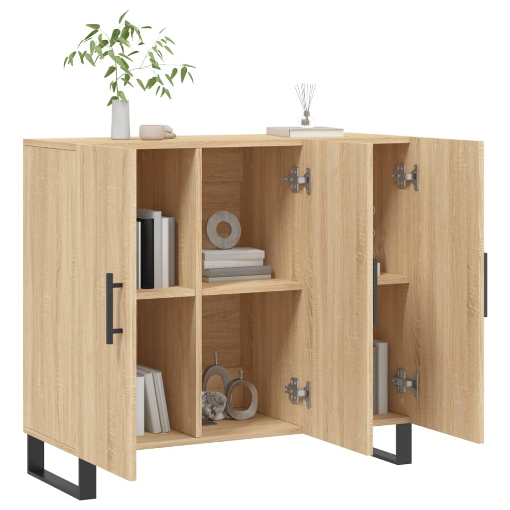 skab 90x34x80 cm konstrueret træ røget egetræsfarve