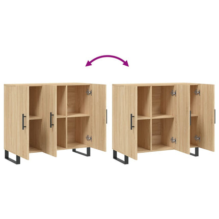 skab 90x34x80 cm konstrueret træ røget egetræsfarve