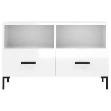 tv-bord 80x36x50 cm konstrueret træ hvid højglans