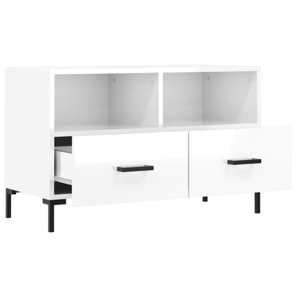 tv-bord 80x36x50 cm konstrueret træ hvid højglans