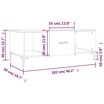 sofabord 102x50x40 cm konstrueret træ sonoma-eg