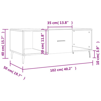 sofabord 102x50x40 cm konstrueret træ sort