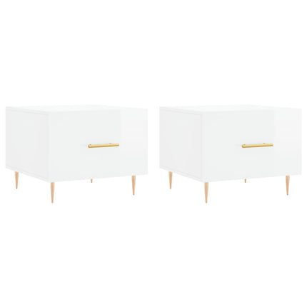 sofaborde 2 stk. 50x50x40 cm konstrueret træ hvid højglans