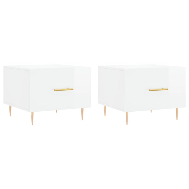 sofaborde 2 stk. 50x50x40 cm konstrueret træ hvid højglans