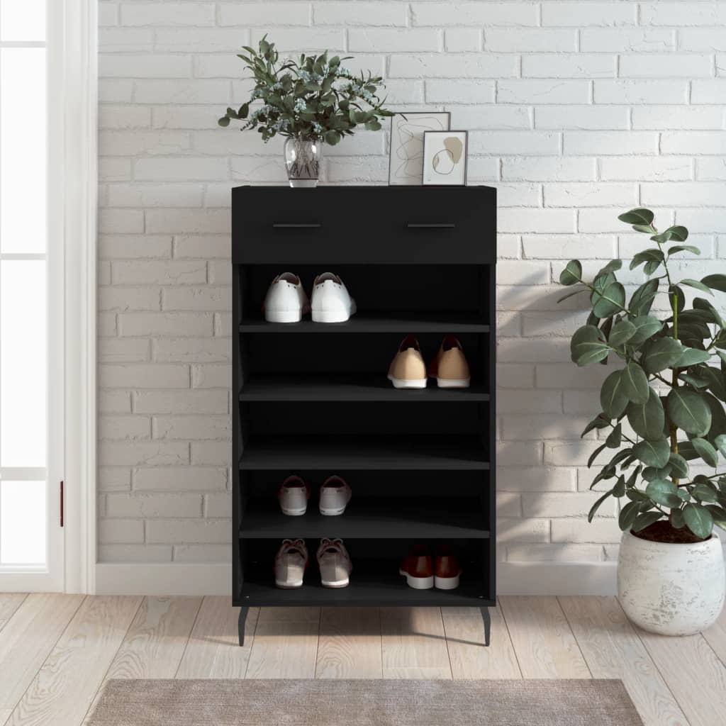 skoreol 60x35x105 cm konstrueret træ sort