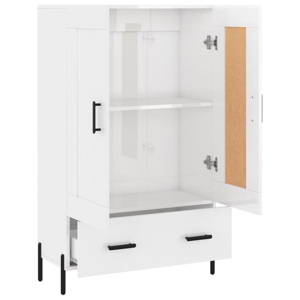 skab 69,5x31x115 cm konstrueret træ hvid højglans