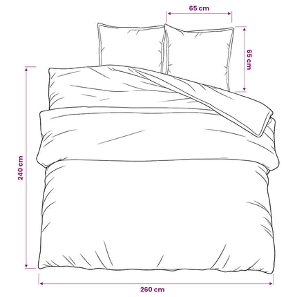 sengetøj 260x240 cm bomuld hvid og brun