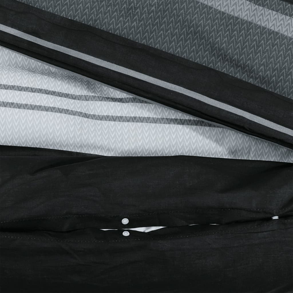 sengetøj 140x200 cm bomuld sort og hvid