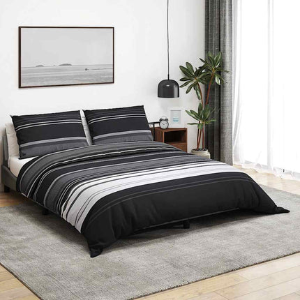 sengetøj 260x200 cm bomuld sort og hvid