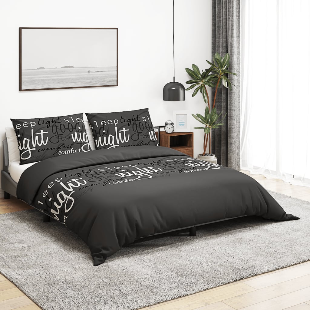 sengetøj 200x200 cm bomuld sort