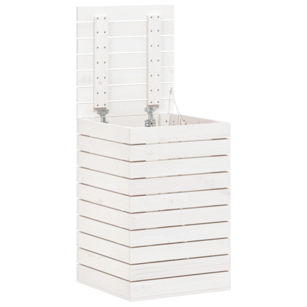 vasketøjskurv 44x44x66 cm massivt fyrretræ hvid