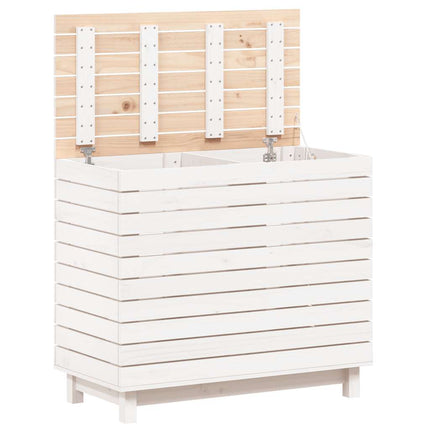vasketøjskurv 88,5x44x76 cm massivt fyrretræ hvid
