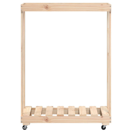 brændestativ med hjul 76,5x40x108 cm massivt fyrretræ