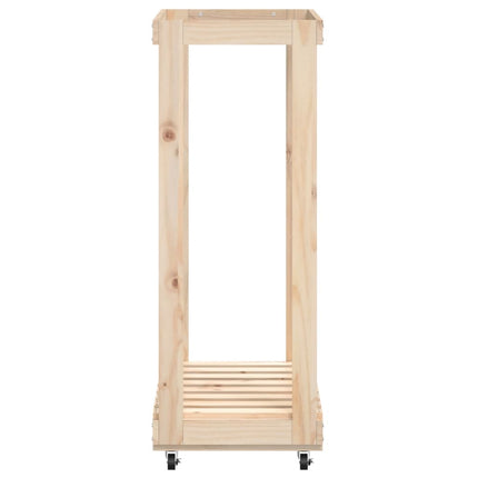 brændestativ med hjul 76,5x40x108 cm massivt fyrretræ