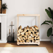 brændestativ med hjul 76,5x40x108 cm massivt fyrretræ