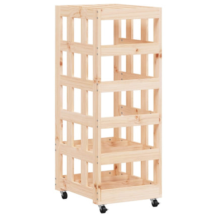 brændestativ med hjul 40x49x110 cm massivt fyrretræ