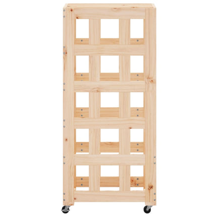 brændestativ med hjul 40x49x110 cm massivt fyrretræ