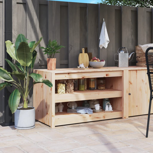 udendørs køkkenskab MEPPEL 106x55x64 cm massivt fyrretræ