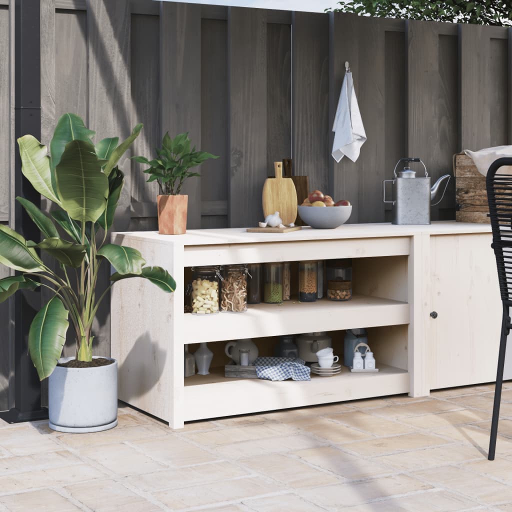 udendørs køkkenskab MEPPEL 106x55x64 cm massivt fyrretræ hvid