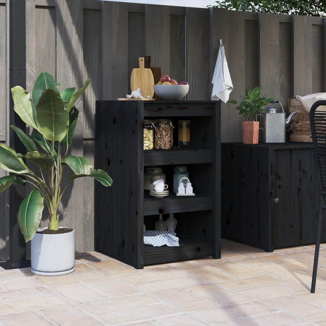 udendørs køkkenskab MEPPEL 55x55x92 cm massivt fyrretræ sort