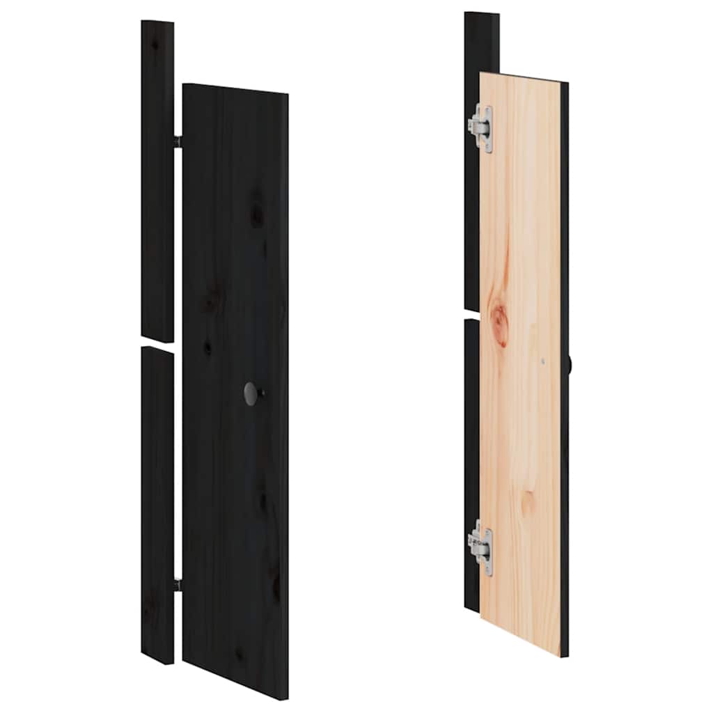 låge til udendørs køkkenskab MEPPEL 50x9x82 cm massivt fyrretræ sort
