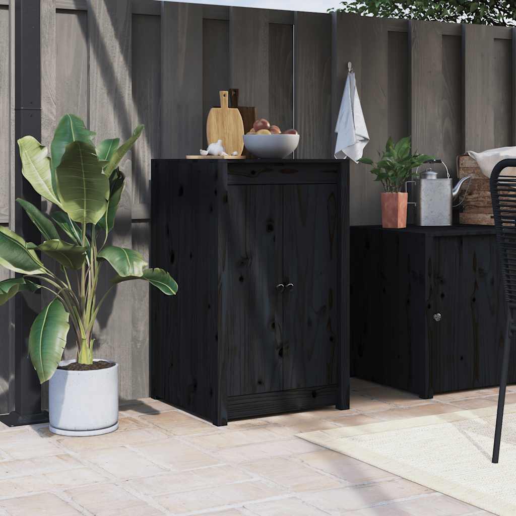 låge til udendørs køkkenskab MEPPEL 50x9x82 cm massivt fyrretræ sort
