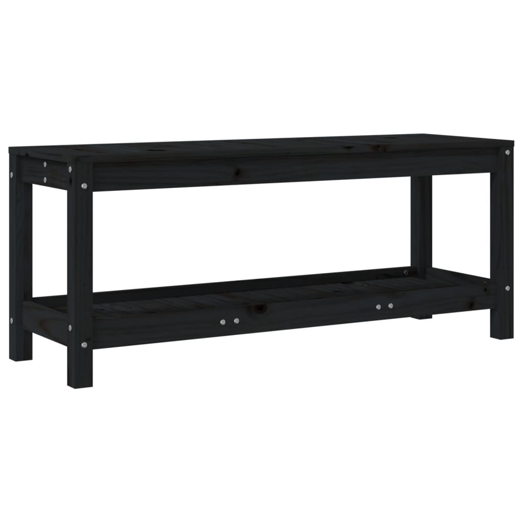havebænk 108x35x45 cm massivt fyrretræ sort