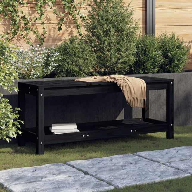 havebænk 108x35x45 cm massivt fyrretræ sort