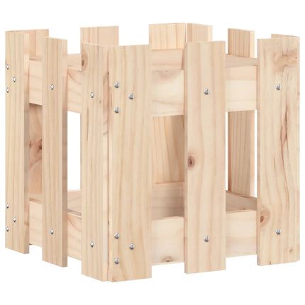 plantekasse med stakitdesign 30x30x30 cm massivt fyrretræ