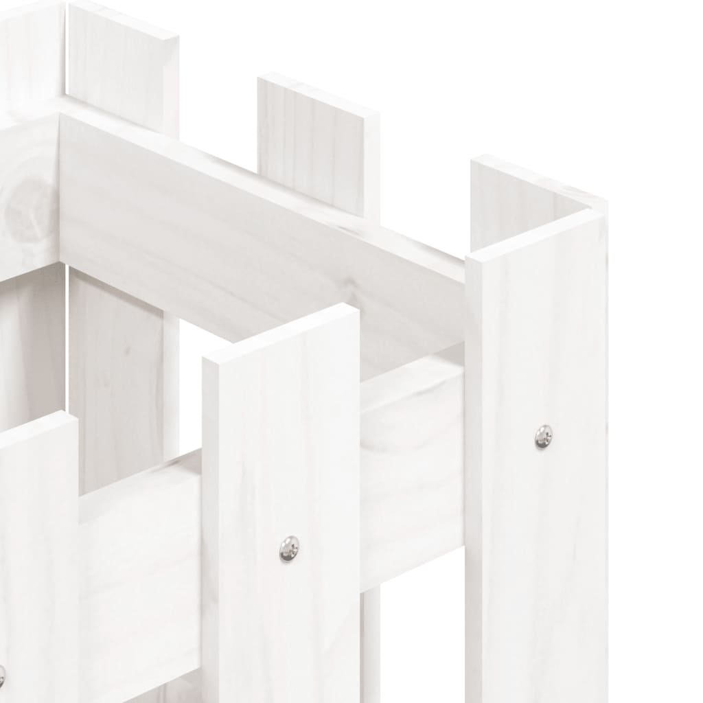 plantekasse med stakitdesign 30x30x30 cm massivt fyrretræ hvid