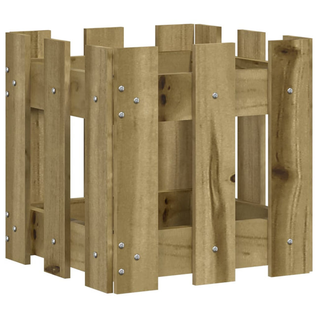 plantekasse med stakitdesign 30x30x30 cm imprægneret fyrretræ
