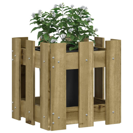 plantekasse med stakitdesign 30x30x30 cm imprægneret fyrretræ