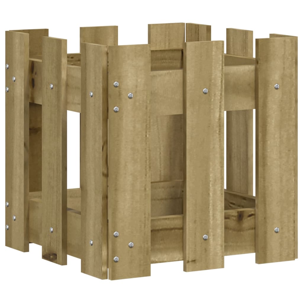 plantekasse med stakitdesign 30x30x30 cm imprægneret fyrretræ