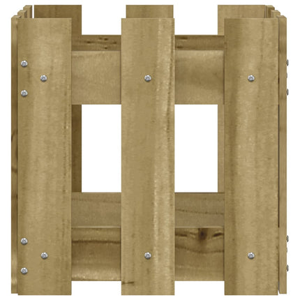 plantekasse med stakitdesign 30x30x30 cm imprægneret fyrretræ