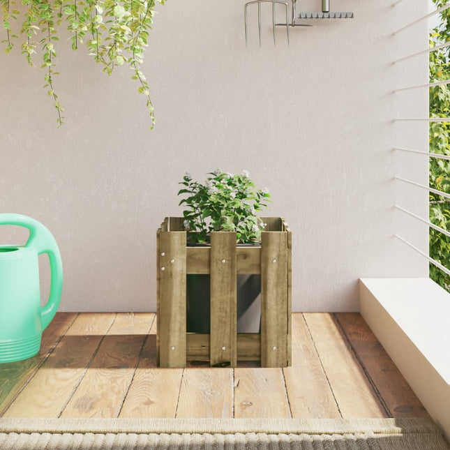 plantekasse med stakitdesign 30x30x30 cm imprægneret fyrretræ