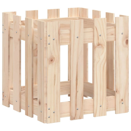 plantekasse med stakitdesign 40x40x40 cm massivt fyrretræ